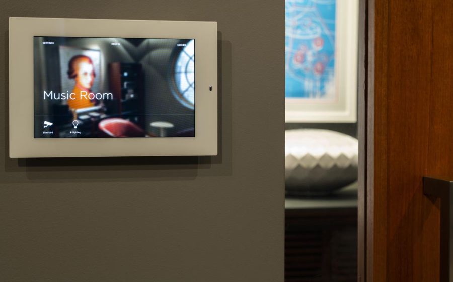 Audiovisions showroom, touch panel on wall